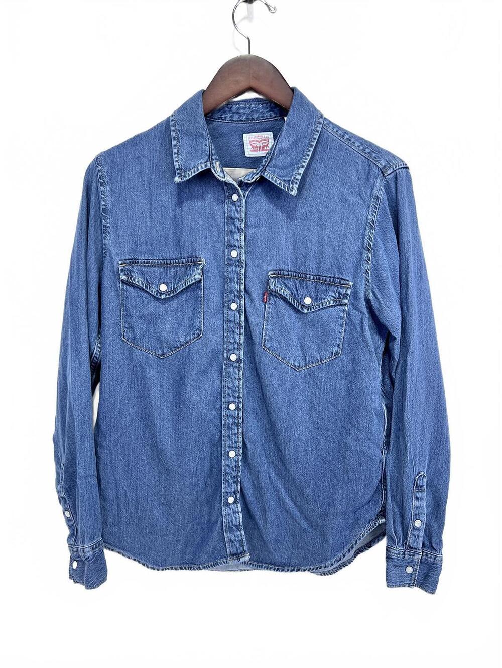 Levi's Denim Western Button-Up Shirt with Pearl Snaps Size Medium